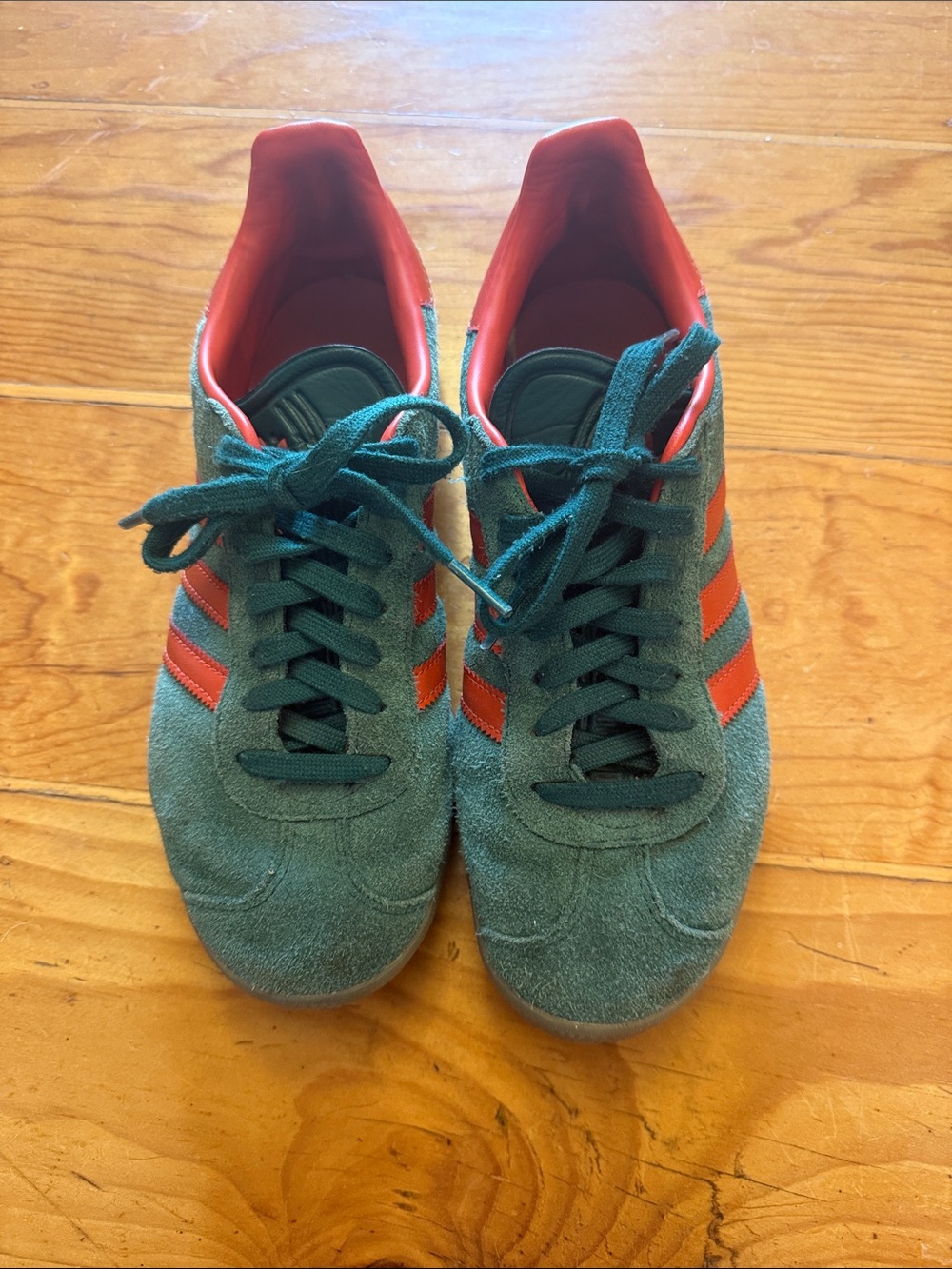 Adidas Gazelle Men's Green Suede Sneakers with Orange Stripes